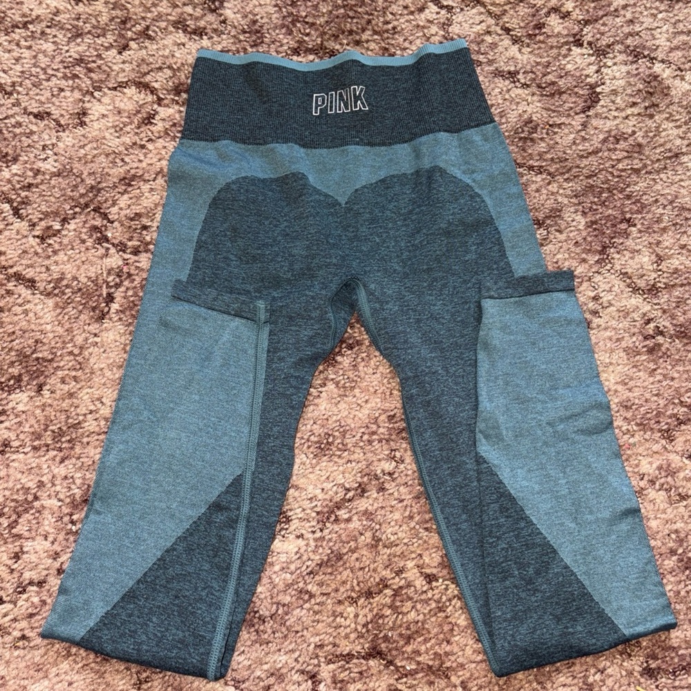 Victoria's Secret Gray and Green Leggings High-Waisted Stretch - Picture 1 of 3